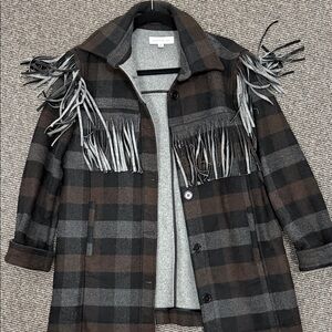 Plaid Fringe Women's Coat